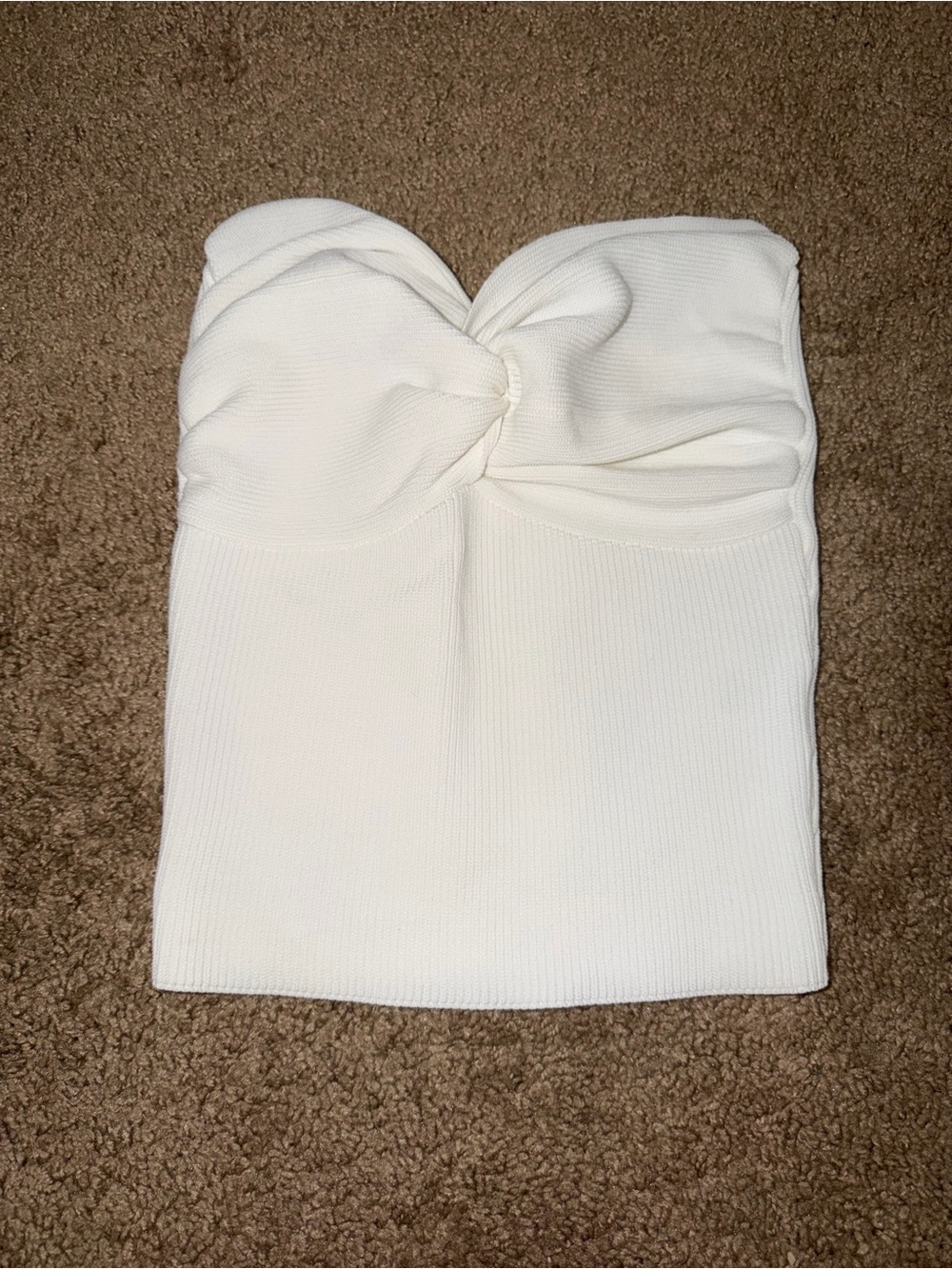 Island Gypsy Boutique White Twist-Front Ribbed Tube Top